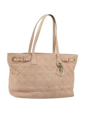 Christian Dior Canage Panarea Tote Bag Coated Canvas Pink Gold